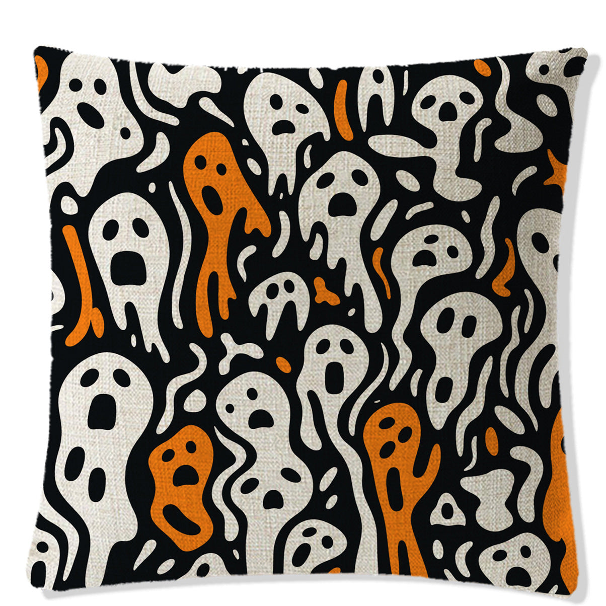 Nordic Style Halloween Pattern Pillow Case In Durable Polyester Hemp For Festive Home Decor