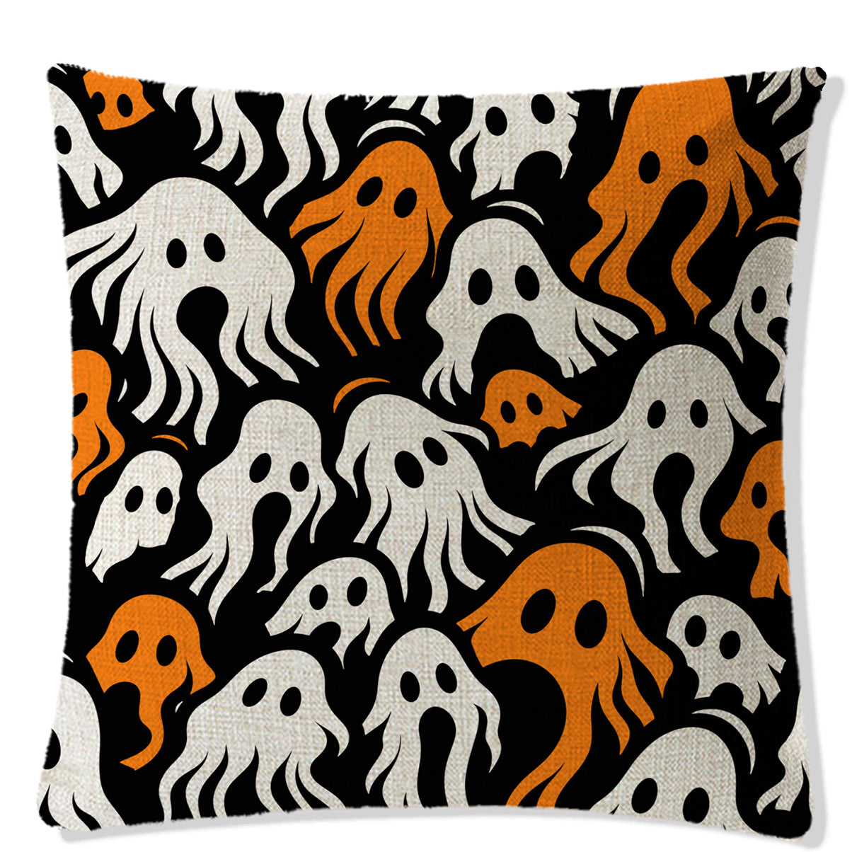 Nordic Style Halloween Pattern Pillow Case In Durable Polyester Hemp For Festive Home Decor