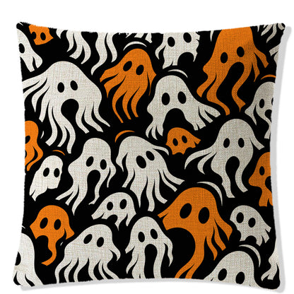 Nordic Style Halloween Pattern Pillow Case In Durable Polyester Hemp For Festive Home Decor