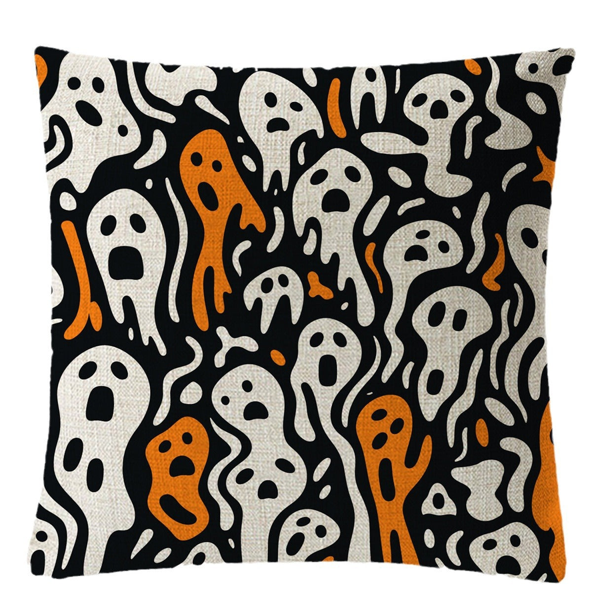 Nordic Style Halloween Pattern Pillow Case In Durable Polyester Hemp For Festive Home Decor