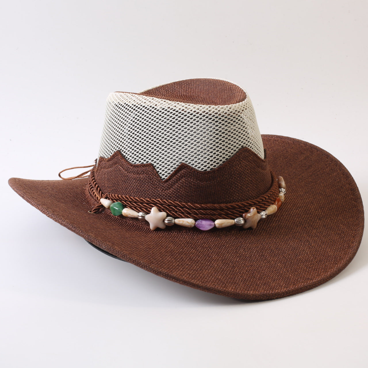 Unisex Cowboy Style Solid Color Straw Hat With Wide Brim, Breathable Design Featuring Braid Craftsmanship