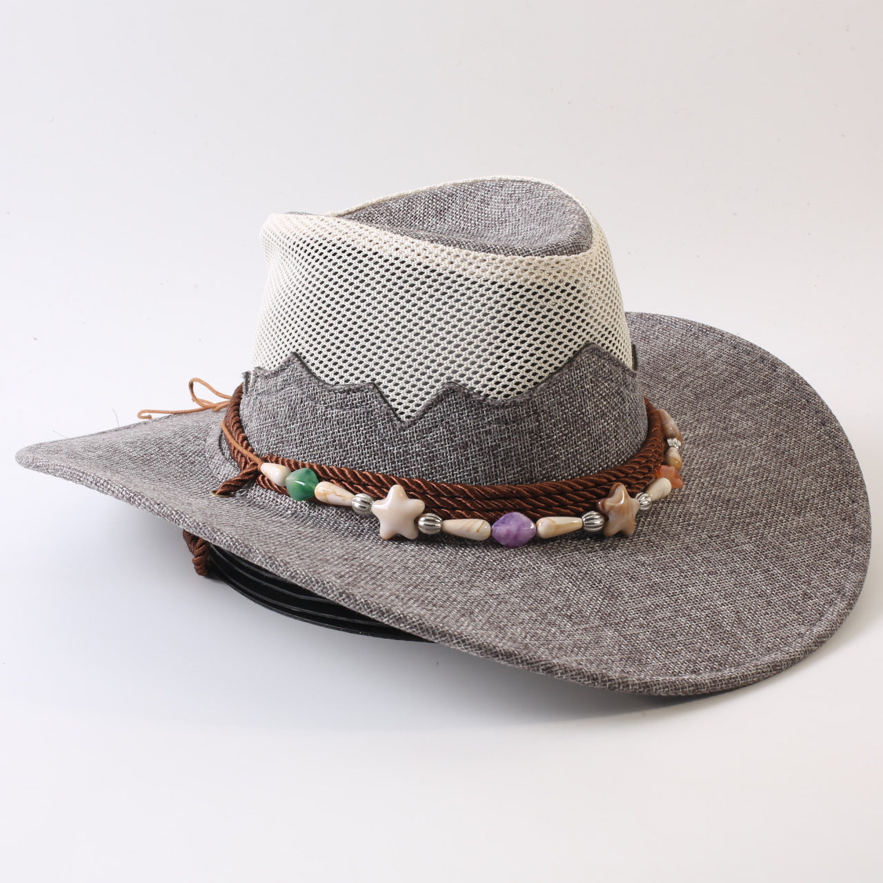 Unisex Cowboy Style Solid Color Straw Hat With Wide Brim, Breathable Design Featuring Braid Craftsmanship
