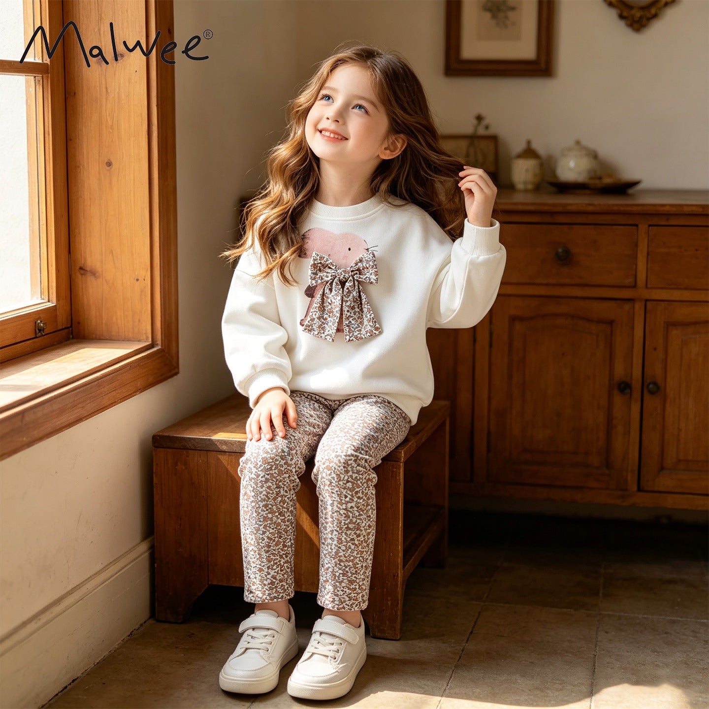 Cute Cartoon Cotton Kids Clothing Set For Girls Featuring Printing, 2 Pieces Pant Co-ord Set