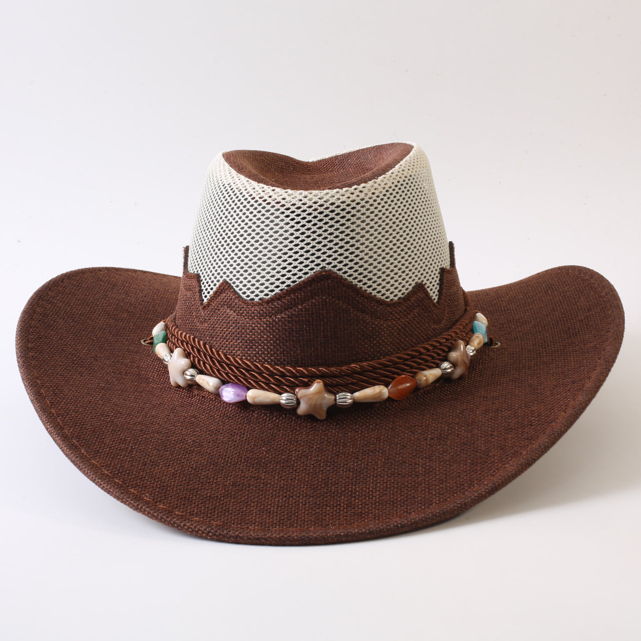 Unisex Cowboy Style Solid Color Straw Hat With Wide Brim, Breathable Design Featuring Braid Craftsmanship