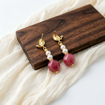 Retro Freshwater Pearl Drop Earrings For Women Featuring Natural White 5-6mm Baroque Pearls
