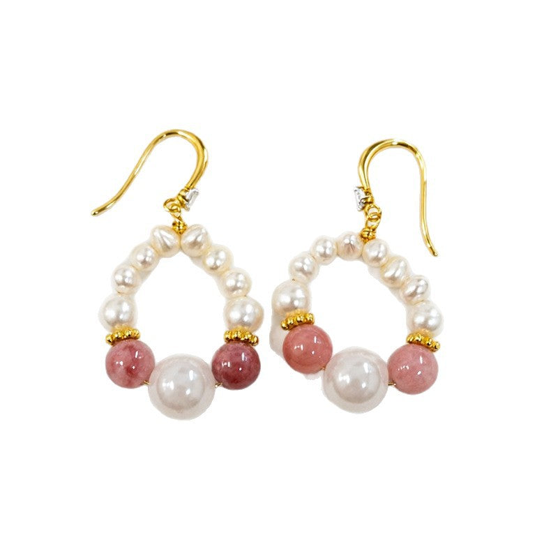 Retro Freshwater Pearl Drop Earrings For Women Featuring Natural White 5-6mm Baroque Pearls