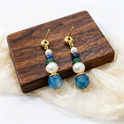 Retro Freshwater Pearl Drop Earrings For Women Featuring Natural White 5-6mm Baroque Pearls