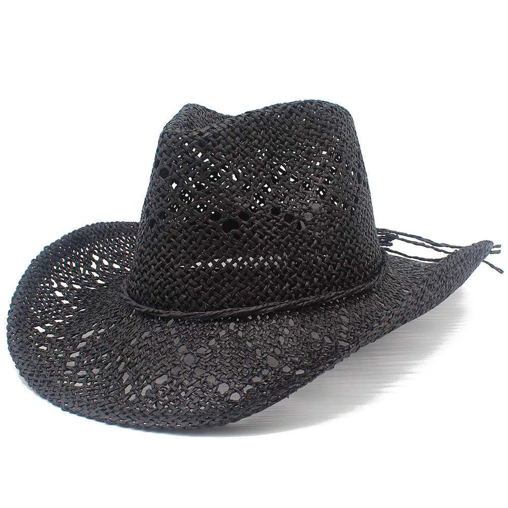 French Style Solid Color Wide Brim Straw Hat For Women With UV Protection, Made Of Paper With Braid Craft