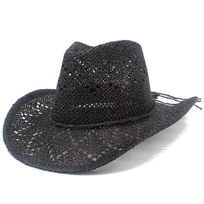 French Style Solid Color Wide Brim Straw Hat For Women With UV Protection, Made Of Paper With Braid Craft