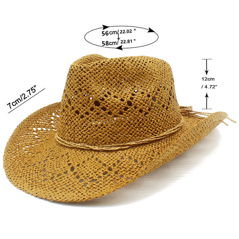 French Style Solid Color Wide Brim Straw Hat For Women With UV Protection, Made Of Paper With Braid Craft