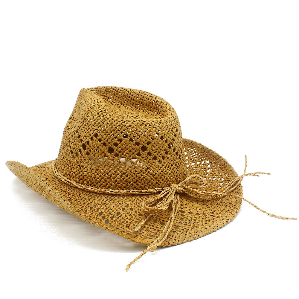 French Style Solid Color Wide Brim Straw Hat For Women With UV Protection, Made Of Paper With Braid Craft