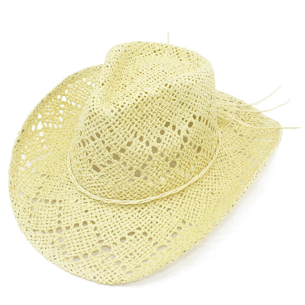 French Style Solid Color Wide Brim Straw Hat For Women With UV Protection, Made Of Paper With Braid Craft