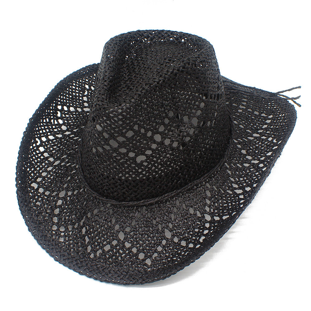 French Style Solid Color Wide Brim Straw Hat For Women With UV Protection, Made Of Paper With Braid Craft