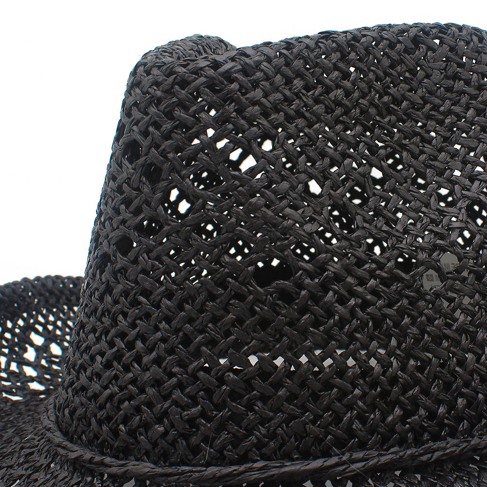 French Style Solid Color Wide Brim Straw Hat For Women With UV Protection, Made Of Paper With Braid Craft