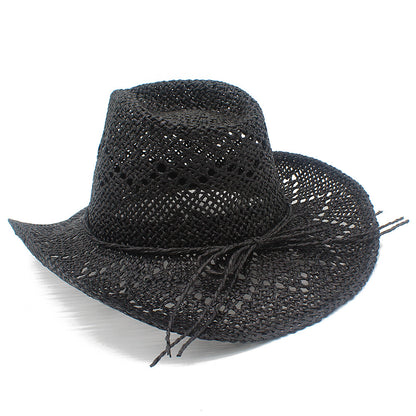 French Style Solid Color Wide Brim Straw Hat For Women With UV Protection, Made Of Paper With Braid Craft