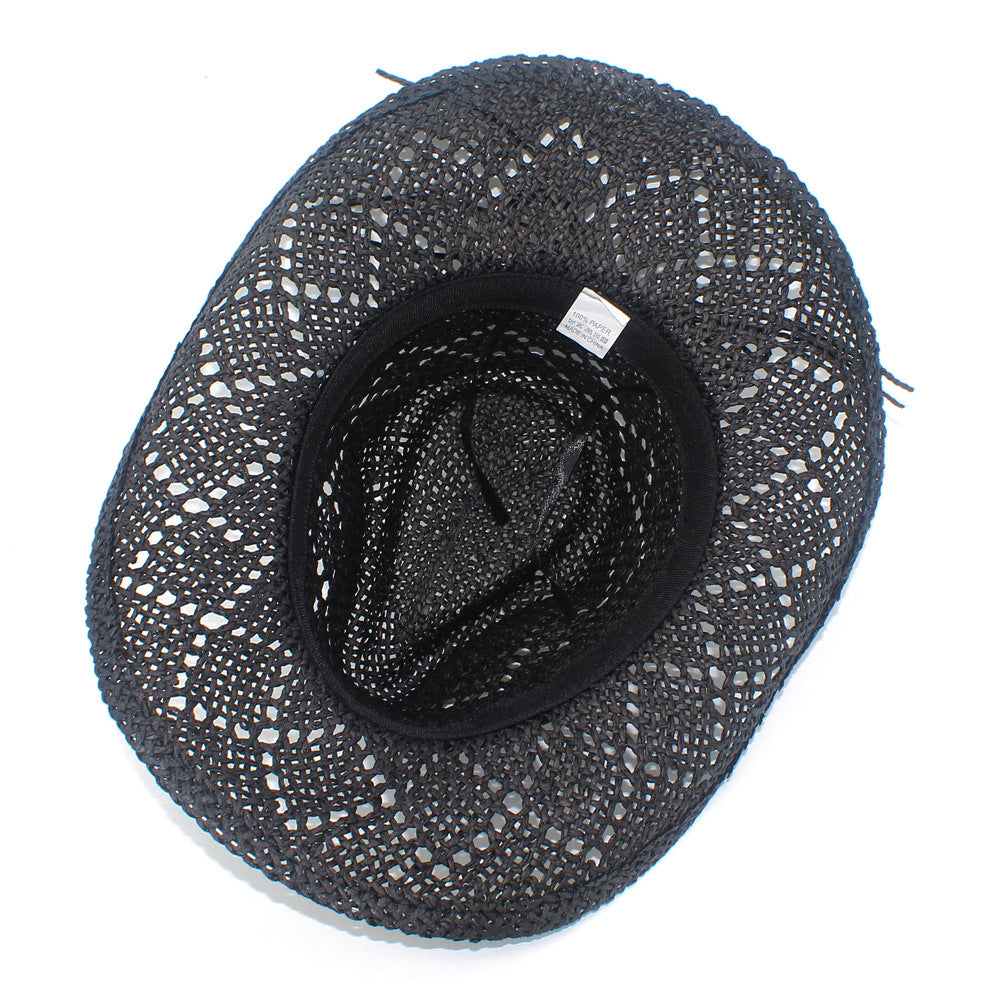French Style Solid Color Wide Brim Straw Hat For Women With UV Protection, Made Of Paper With Braid Craft