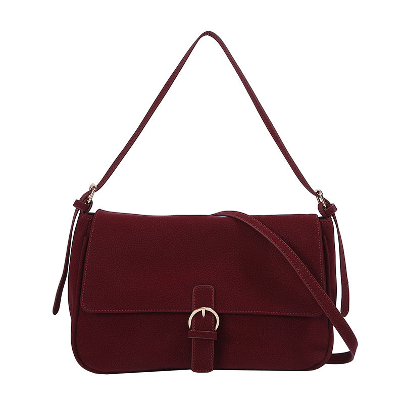 Women’s Square Shoulder Bag In PU Leather With Sewing Thread Detail, Single Shoulder Strap For Autumn