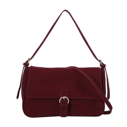 Women’s Square Shoulder Bag In PU Leather With Sewing Thread Detail, Single Shoulder Strap For Autumn