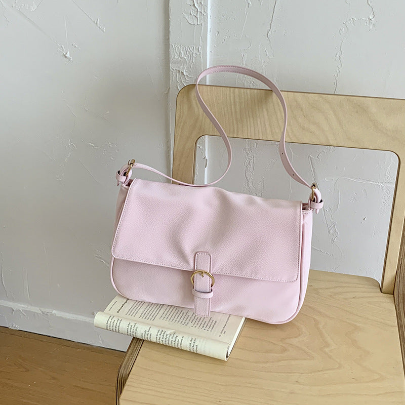 Women’s Square Shoulder Bag In PU Leather With Sewing Thread Detail, Single Shoulder Strap For Autumn