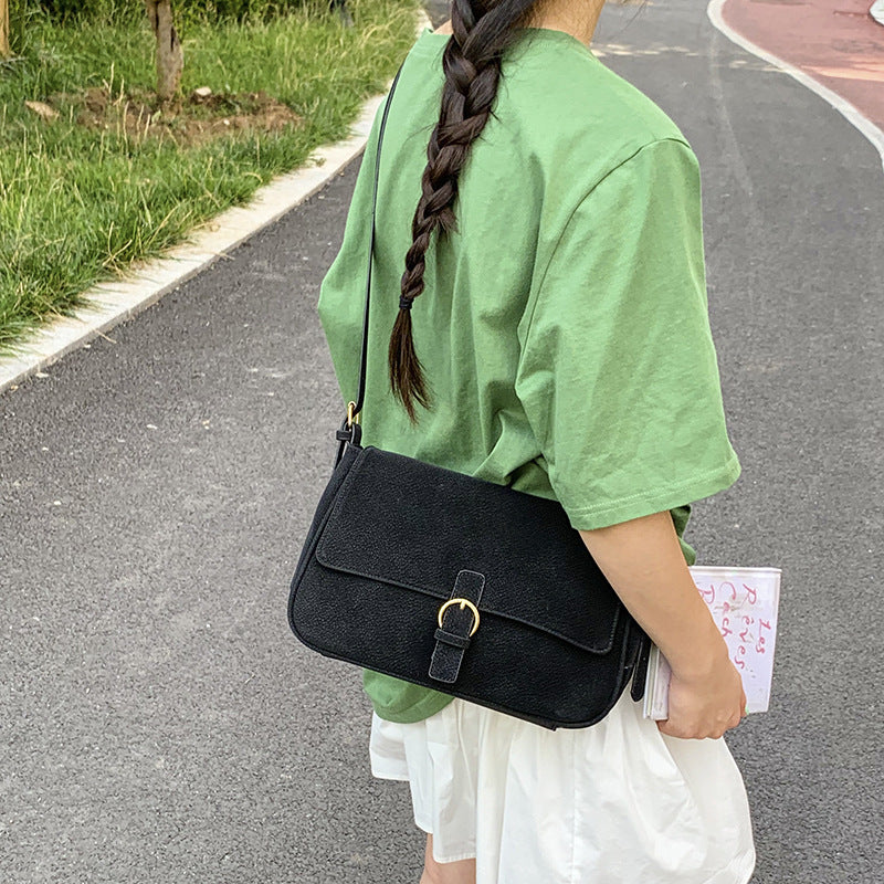 Women’s Square Shoulder Bag In PU Leather With Sewing Thread Detail, Single Shoulder Strap For Autumn