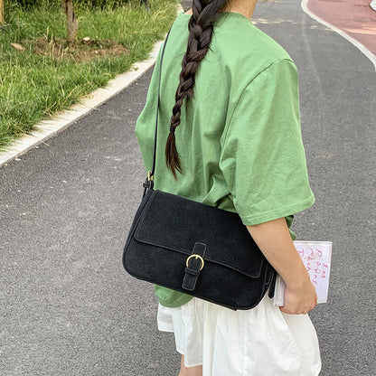 Women’s Square Shoulder Bag In PU Leather With Sewing Thread Detail, Single Shoulder Strap For Autumn