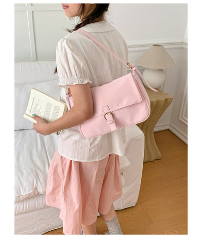 Women’s Square Shoulder Bag In PU Leather With Sewing Thread Detail, Single Shoulder Strap For Autumn