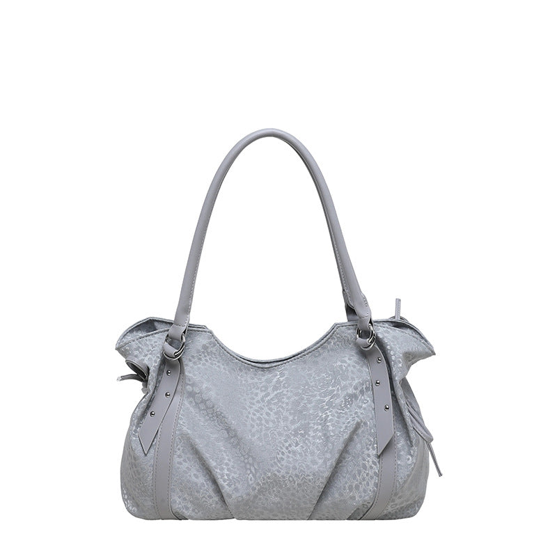 Women’s Square PU Leather Tote Bag With Sewing Thread Detail, Featuring Folds Design, Perfect For Autumn