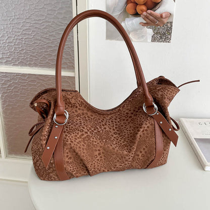 Women’s Square PU Leather Tote Bag With Sewing Thread Detail, Featuring Folds Design, Perfect For Autumn