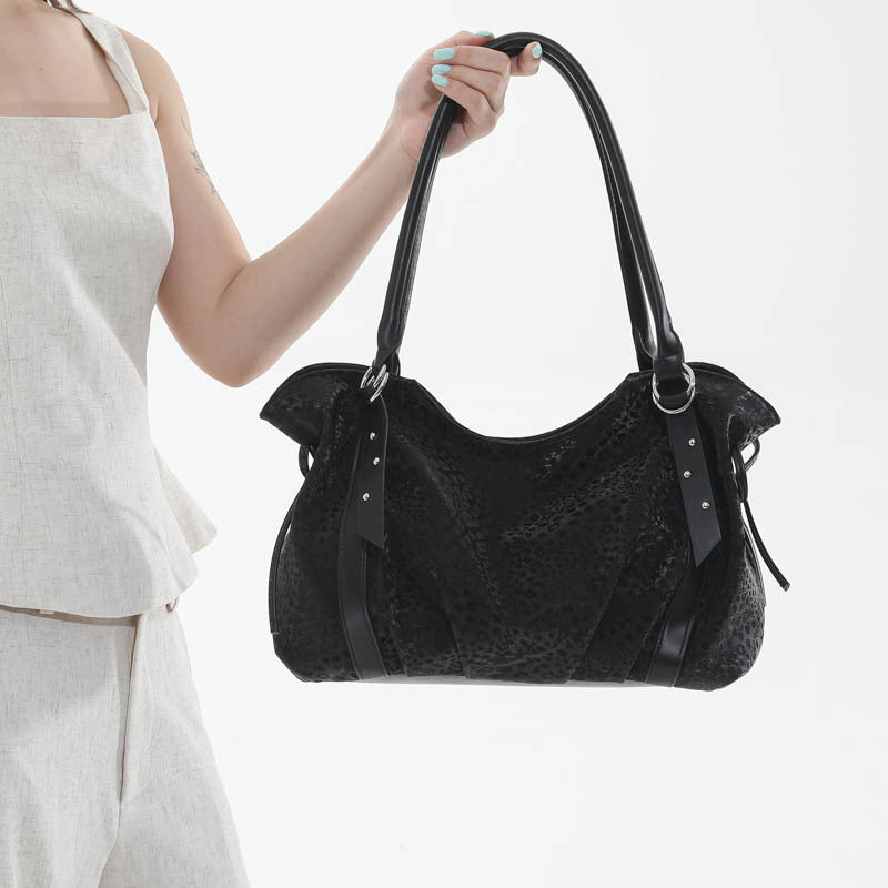 Women’s Square PU Leather Tote Bag With Sewing Thread Detail, Featuring Folds Design, Perfect For Autumn