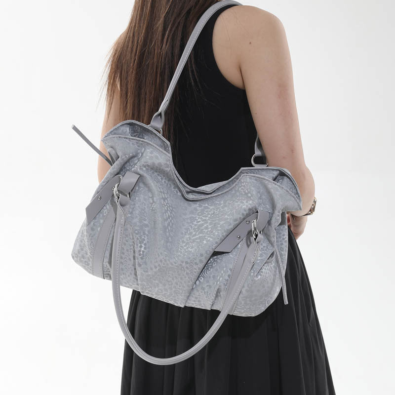 Women’s Square PU Leather Tote Bag With Sewing Thread Detail, Featuring Folds Design, Perfect For Autumn