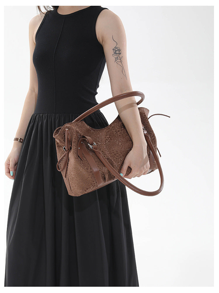 Women’s Square PU Leather Tote Bag With Sewing Thread Detail, Featuring Folds Design, Perfect For Autumn