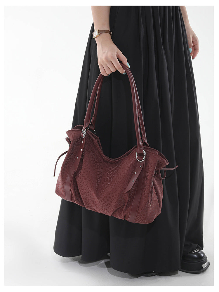 Women’s Square PU Leather Tote Bag With Sewing Thread Detail, Featuring Folds Design, Perfect For Autumn