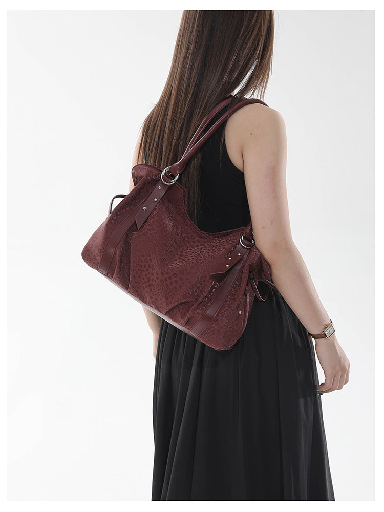 Women’s Square PU Leather Tote Bag With Sewing Thread Detail, Featuring Folds Design, Perfect For Autumn
