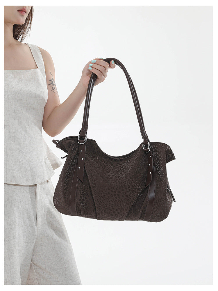 Women’s Square PU Leather Tote Bag With Sewing Thread Detail, Featuring Folds Design, Perfect For Autumn