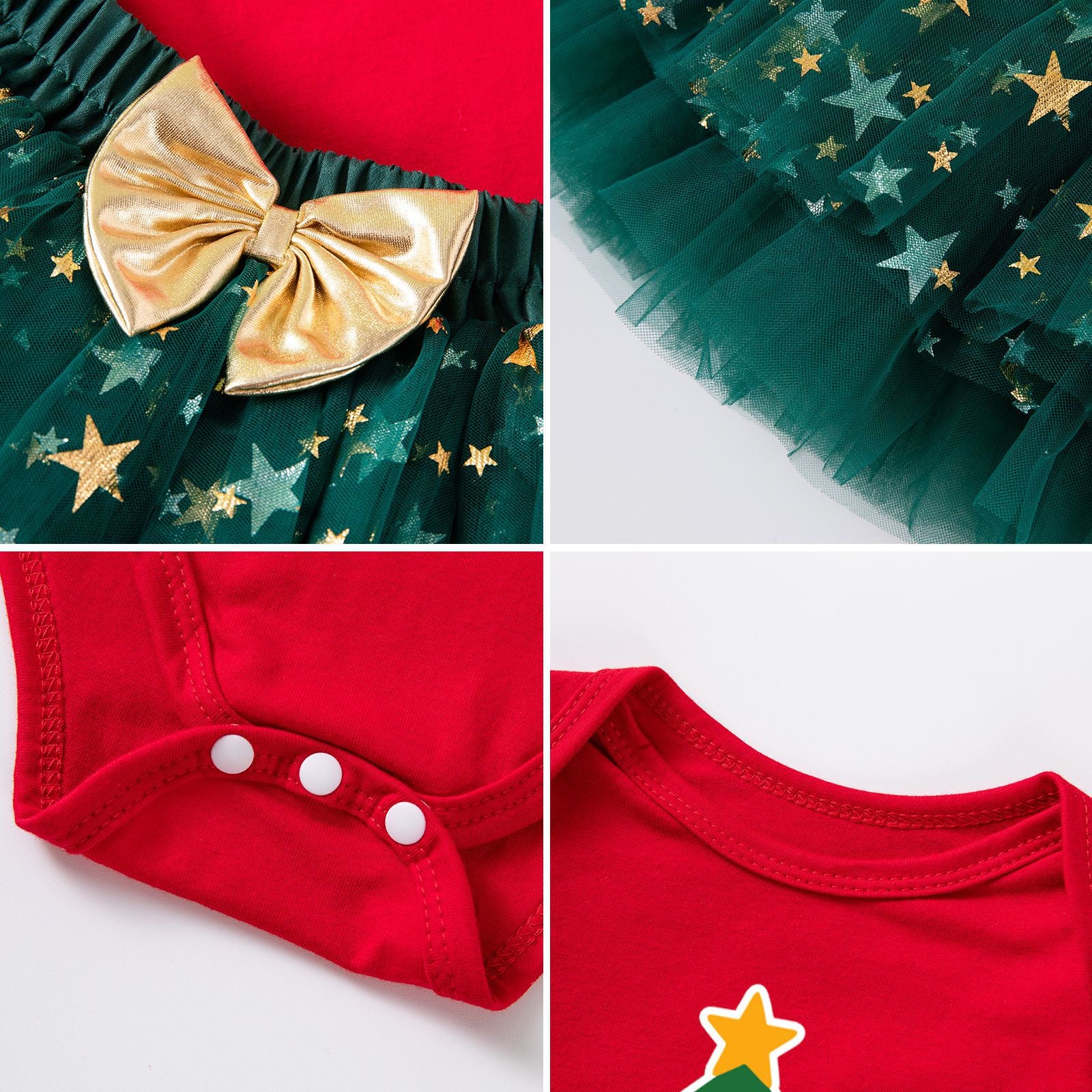 Christmas Cartoon Cotton Tulle Skirt Co-ord Set For Girls, Festive Kids Clothing Featuring Soft Fabric