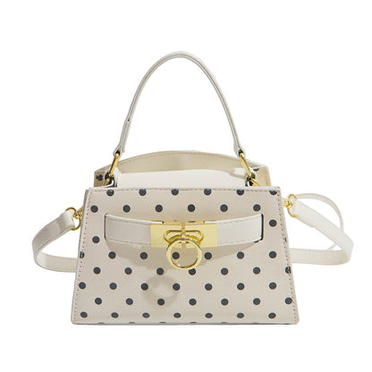 Women’s Square Crossbody Bag In PU Leather With Polka Dots And Sewing Thread Detail, Perfect For Summer