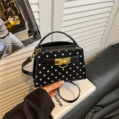 Women’s Square Crossbody Bag In PU Leather With Polka Dots And Sewing Thread Detail, Perfect For Summer