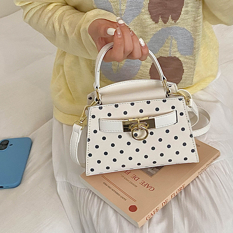 Women’s Square Crossbody Bag In PU Leather With Polka Dots And Sewing Thread Detail, Perfect For Summer