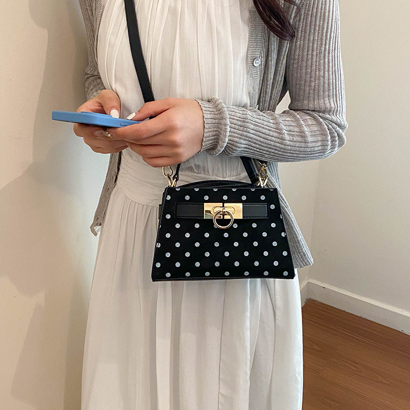 Women’s Square Crossbody Bag In PU Leather With Polka Dots And Sewing Thread Detail, Perfect For Summer