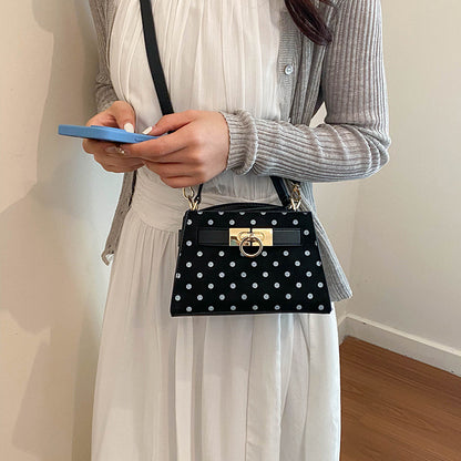 Women’s Square Crossbody Bag In PU Leather With Polka Dots And Sewing Thread Detail, Perfect For Summer