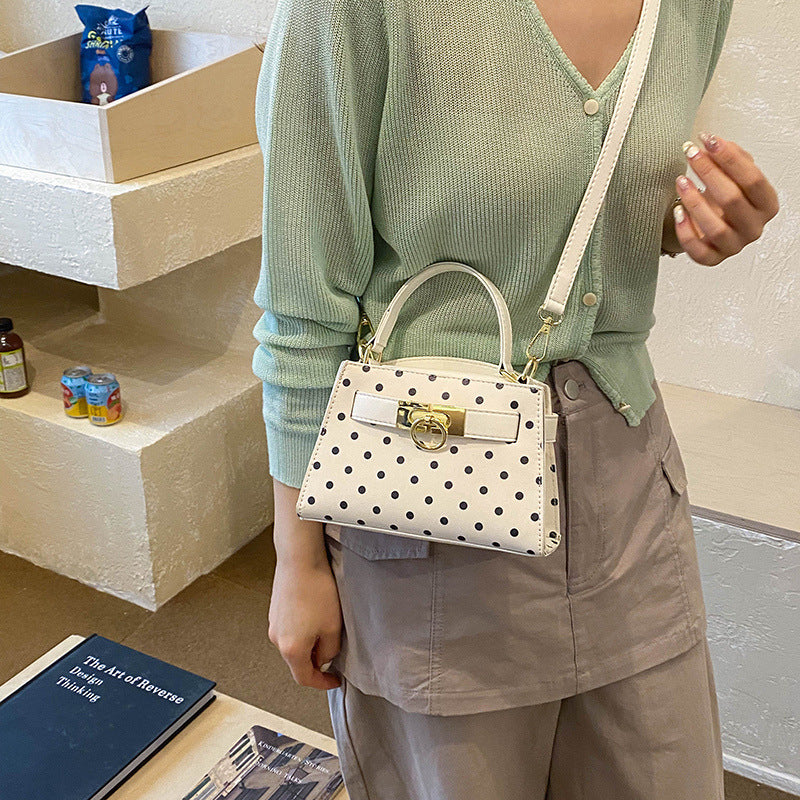 Women’s Square Crossbody Bag In PU Leather With Polka Dots And Sewing Thread Detail, Perfect For Summer