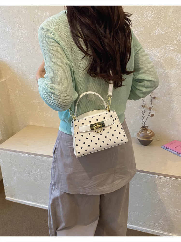 Women’s Square Crossbody Bag In PU Leather With Polka Dots And Sewing Thread Detail, Perfect For Summer
