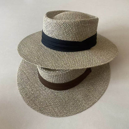 Women’s Solid Color Straw Vacation Hat With Curved Brim Featuring Hollow Out Design And UV Protection