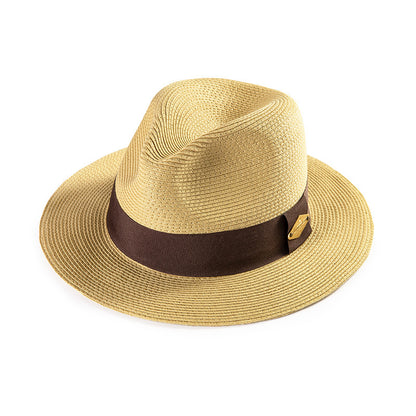 Retro Solid Color Panama Hat With Short Brim, Breathable Design, Made Of Polyester Featuring Braid Craftsmanship