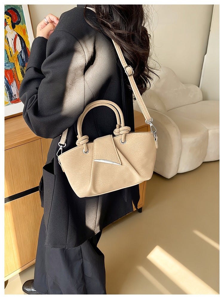 Women’s Square PU Leather Shoulder Bag With Sewing Thread Detail, Single Shoulder Strap, Perfect For Autumn