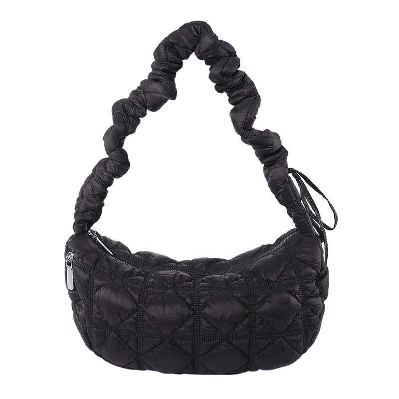 Women’s Cotton Underarm Bag Featuring Cloud Shape And Embroidery With Single Shoulder Strap