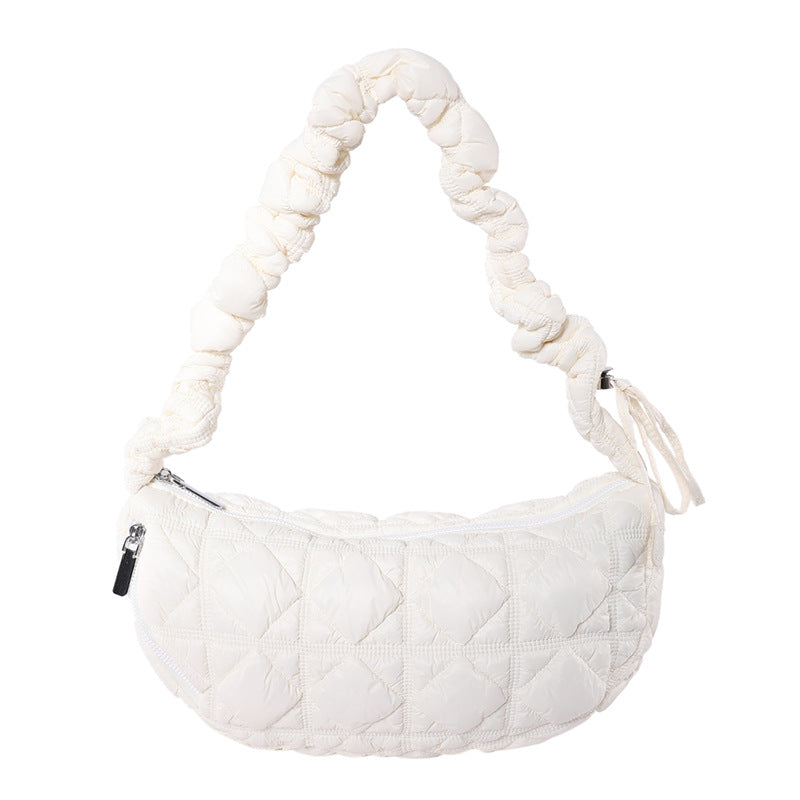 Women’s Cotton Underarm Bag Featuring Cloud Shape And Embroidery With Single Shoulder Strap