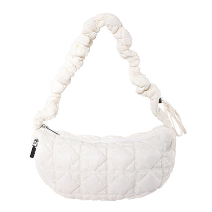Women’s Cotton Underarm Bag Featuring Cloud Shape And Embroidery With Single Shoulder Strap