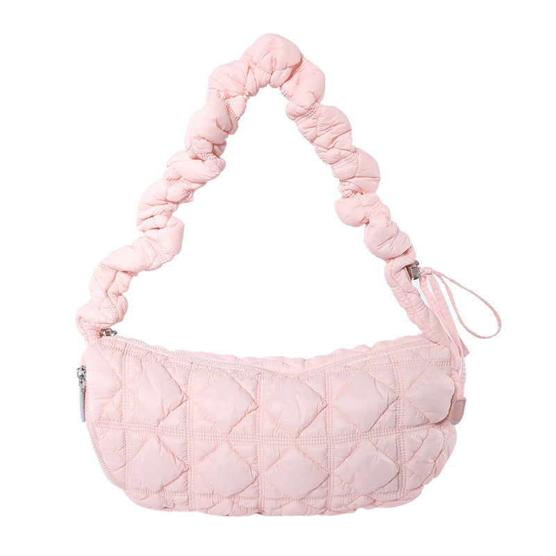 Women’s Cotton Underarm Bag Featuring Cloud Shape And Embroidery With Single Shoulder Strap