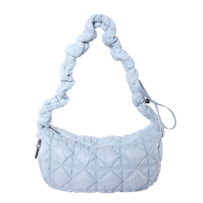 Women’s Cotton Underarm Bag Featuring Cloud Shape And Embroidery With Single Shoulder Strap
